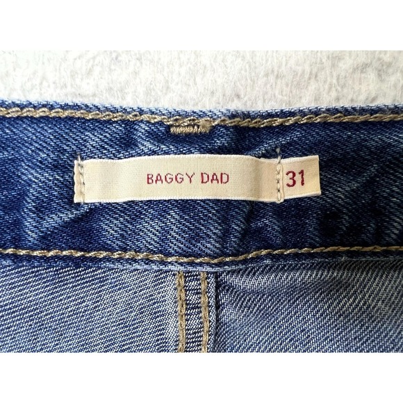 Levis Premium Baggy Dad Jeans Womens 31 Blue Medium Wash High Rise Denim Wide - Picture 8 of 16